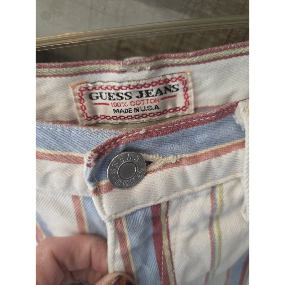 GUESS JEANS Vintage Striped High Rise Denim Shorts Women's 29, retro, oop, rare - Picture 3 of 11